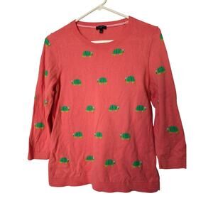 Talbots Size Large Petite Women's Peachy Pink Turtle Quarter Sleeve Sweater